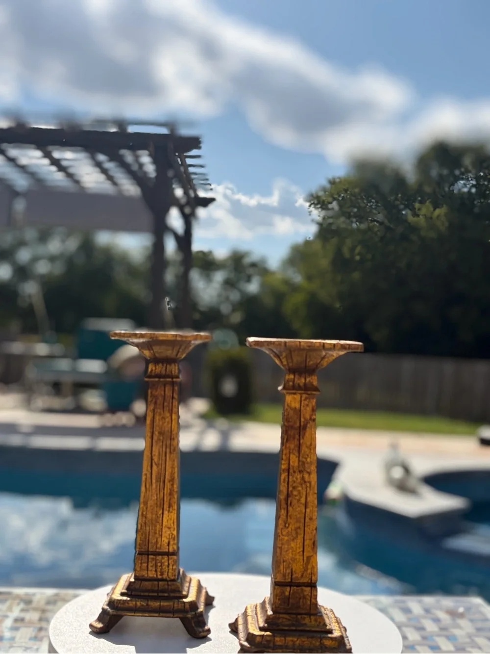 Gold Decorative Column Candle Holders - Home Accents